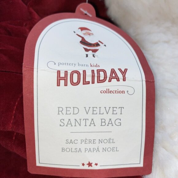 Pottery Barn Kids Lucas Red Velvet Santa Bag Sack Christmas Stocking 40 x 33 in - Picture 5 of 15